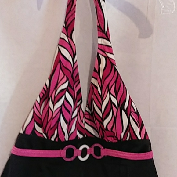 Jaclyn Smith 1 Pc Bathing Suit Dress 8 Blk/Pink - Picture 3 of 7